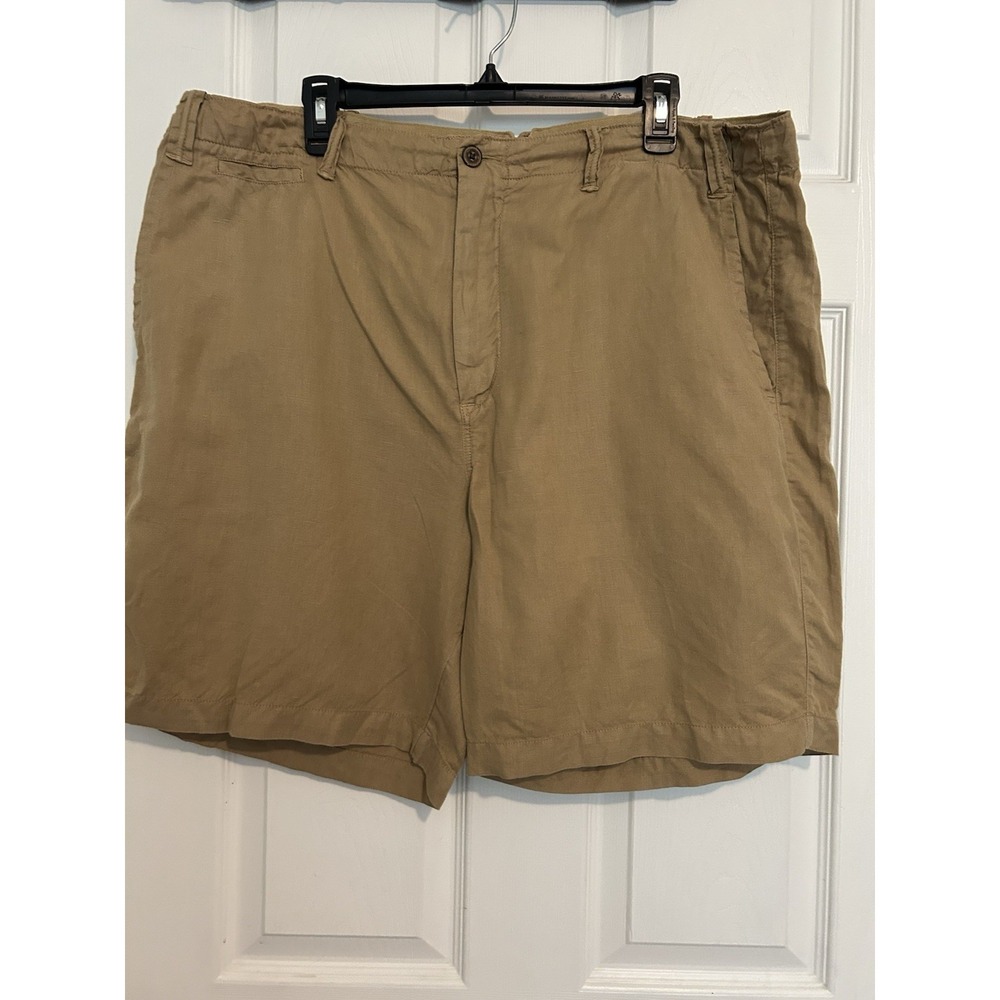 Polo Ralph Lauren Shorts Mens 40 Beige Tan Khaki Linen Blend‎ Chino Preppy